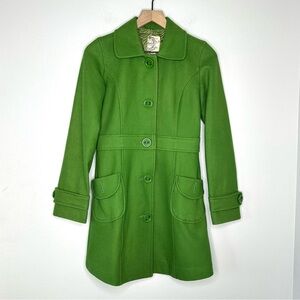 Vintage Y2K Tulle Green Wool Blend Peacoat Women’s Size XS Indie Retro